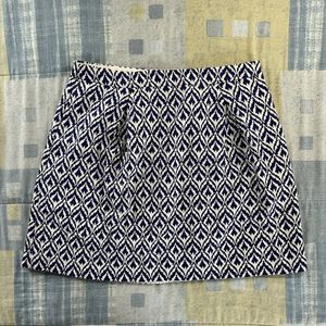 J. Crew Factory Mini Skirt Size 10 Geometric Print Blue And White Women's E6638